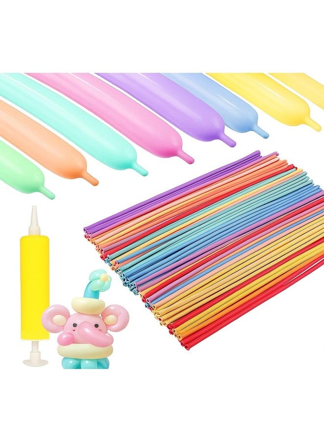 Krido Long Balloon Kit, 101 Pieces with Pump, Latex Twisting Balloons for Animal Shapes, Party Decorations, Multicolour Rainbow Balloon for Decoration | Balloon Blower (Latex) - Image 1